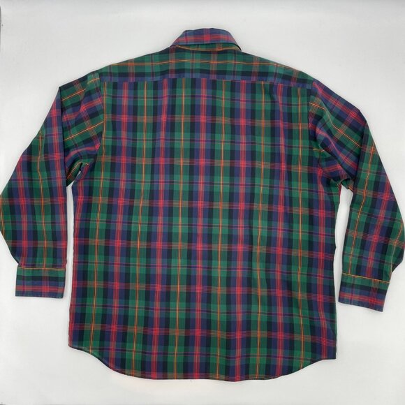 Vintage Men's Shirt Button-Up Plaid Size XL Distressed Kingsport Christmas Green - Picture 3 of 14
